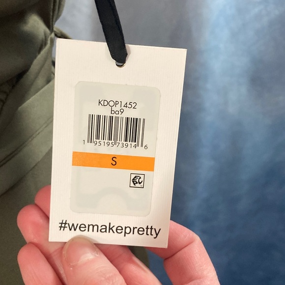 😍Best Price😍NWT Kensie Olive Green Boat Neck Tie Waist Shift Dress Short Sleeves - Picture 3 of 13